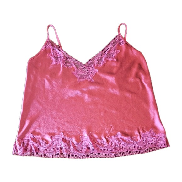 Soma Sensual Lace Camisole Womens XXL Pink Red Satin Sleepwear Lingerie Top - Picture 2 of 14